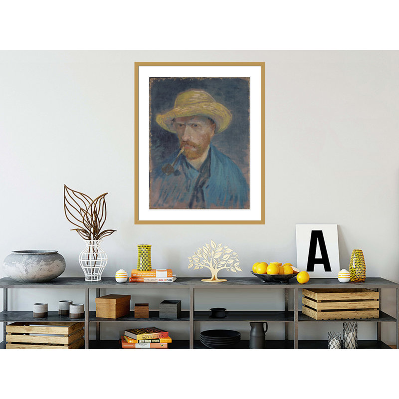 Autoportrait avec chapeau de paille et tuyau par Vincent van Gogh, H 41,5 po x l 33,32 po