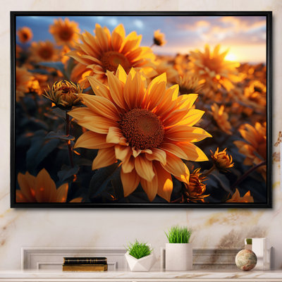 Yellow Sunflowers Field Sunrise II - Sunflowers Wall Decor