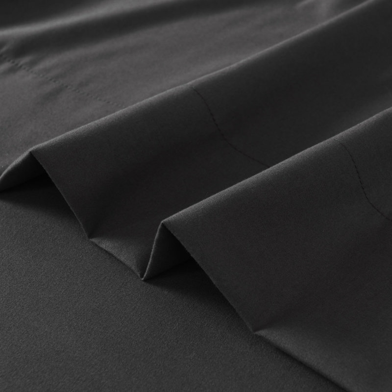 4/6 Pcs Soft Solid & Embroidery Bed Sheets Set, King, Black