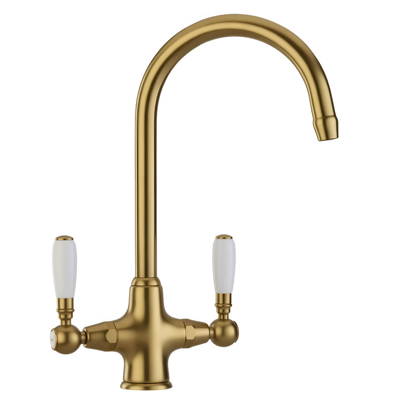 Swan Twin Lever Monobloc Tap, Bronze