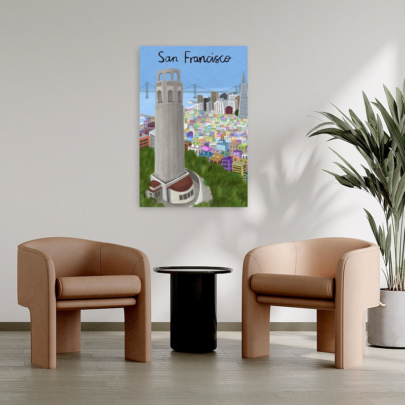 Affiche murale représentant la vibrante ville de San Francisco, une architecture contemporaine abstraite et colorée.
