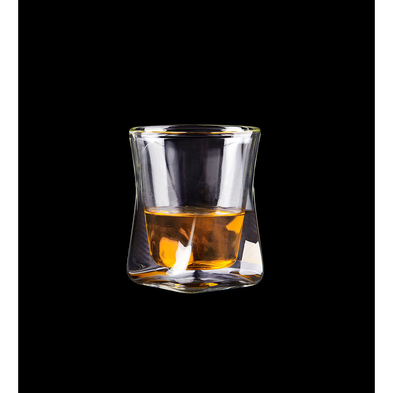 Modern 10 oz Clear Insulated Double Wall Whiskey Glass Set