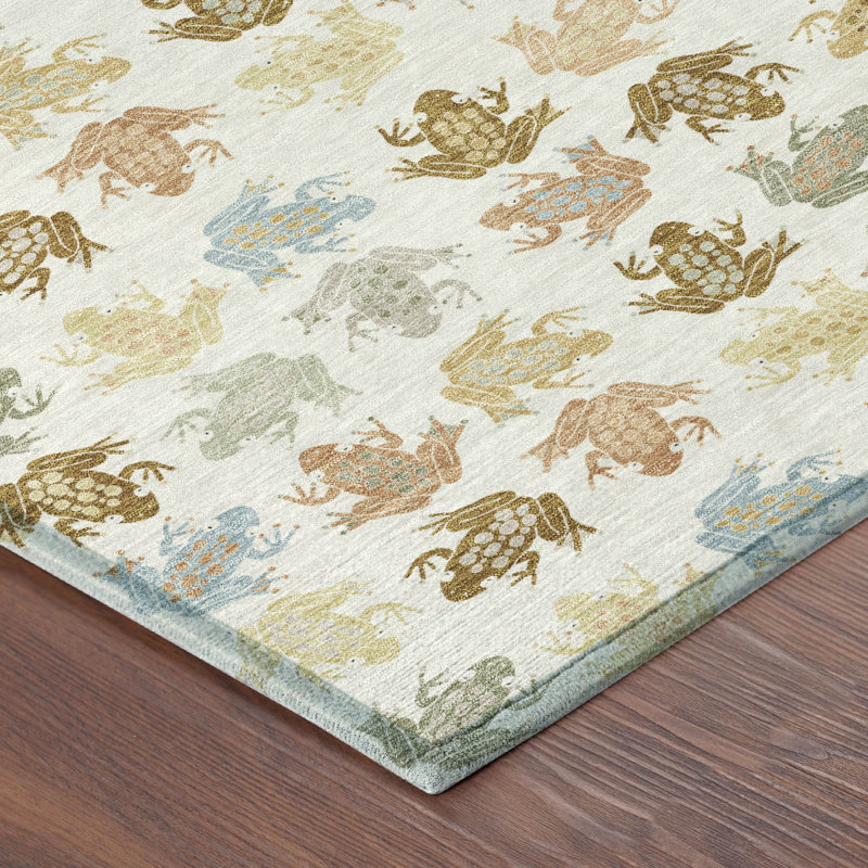 Machine Washable Indoor/Outdoor Chantille ACN2623 Kids Rug, Ivory, 5' x 7'6"