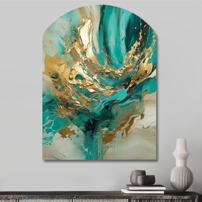 Forville - Geometric Arch Metal Wall Decor, Gold Asymmetrical Metal Art Print
