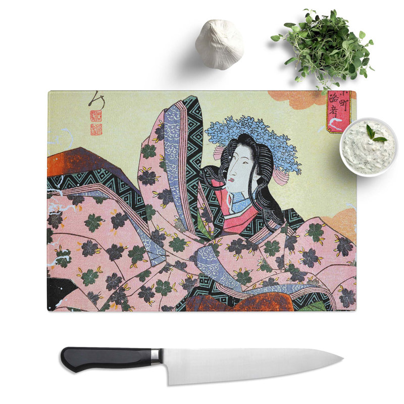 Tempered Glass Woman Dressed by Utagawa Toyokuni Chopping Board, 39 cm x 28.5 cm