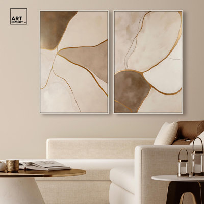 "Terrain Harmony Duo", reproduction d'art sur toile par Art Remedy, cadre argenté, 36 x 54
