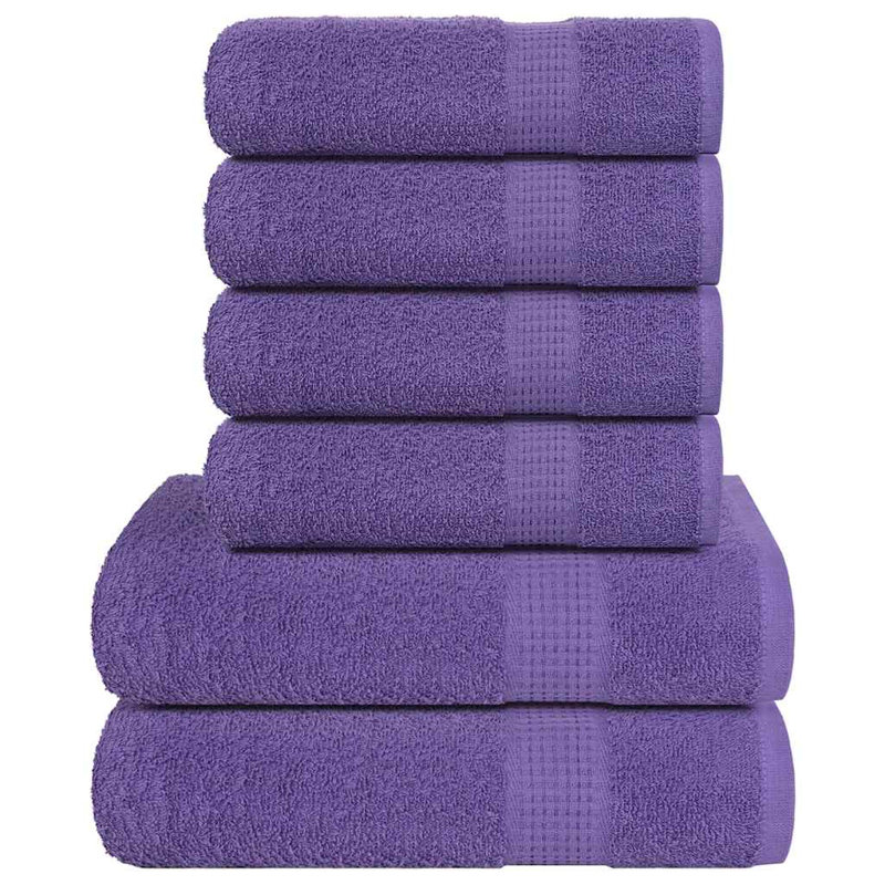 100% Cotton Mulit-Size Set, Purple, 6 Piece Towel Set