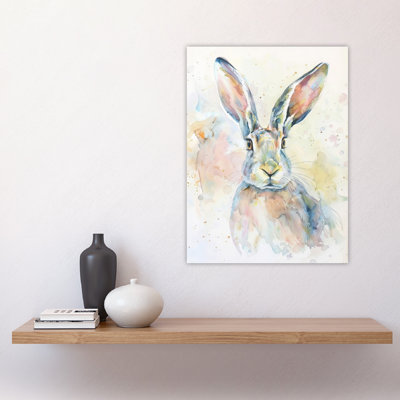 Bunny Rabbit Light Watercolour Painting Wall Art Print