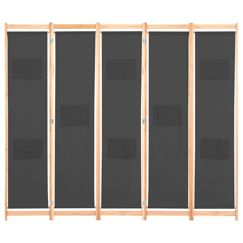 Rizzo 170cm H Folding Room Divider, Grey, 5, 200 x 170cm