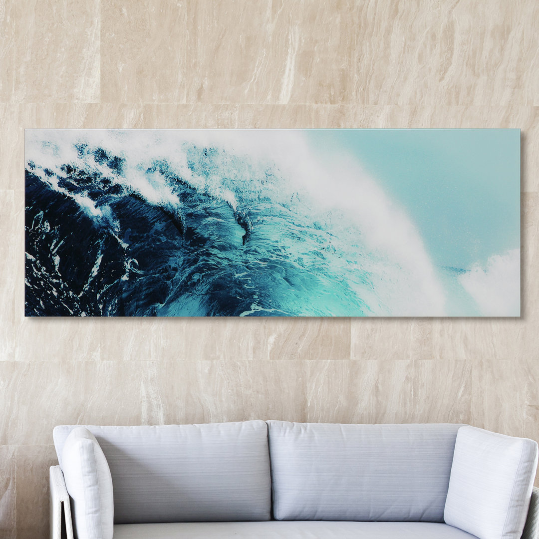 'Blue Wave I' Graphic Art Printed on Tempered Glass Rosecliff Heights
