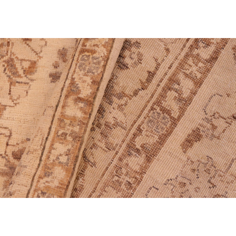 Tapis oriental brun clair en laine noué à la main 6 pi 1 po x 9 pi 3 po Baccio
