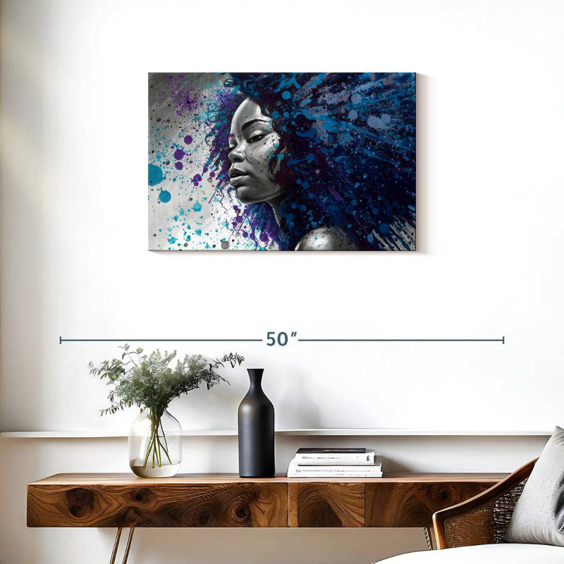 Splashy bleu Afro, H 20 po x l 30 po