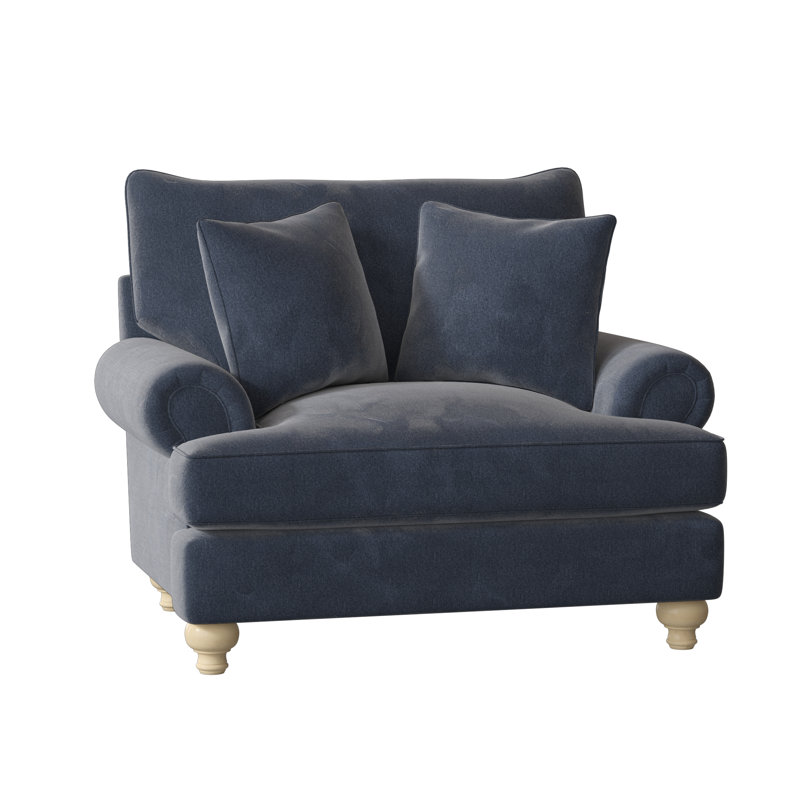 Fauteuil Duckling, Velours performance bleu marine Tweetie 22, Lin, Non