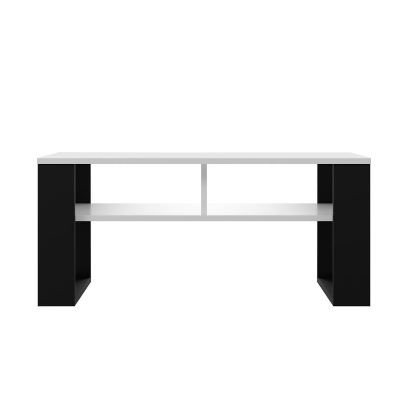 Julyssa Sled Coffee Table with Storage, Black, White