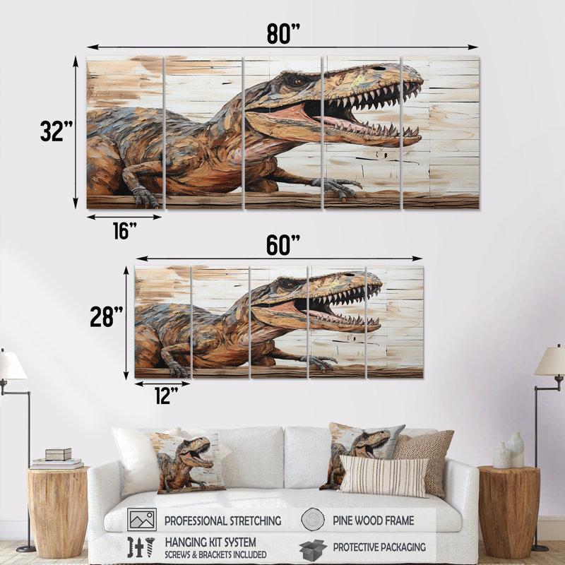 Ensemble d'art mural brun 5 pièces, H 32 po x l 80 po