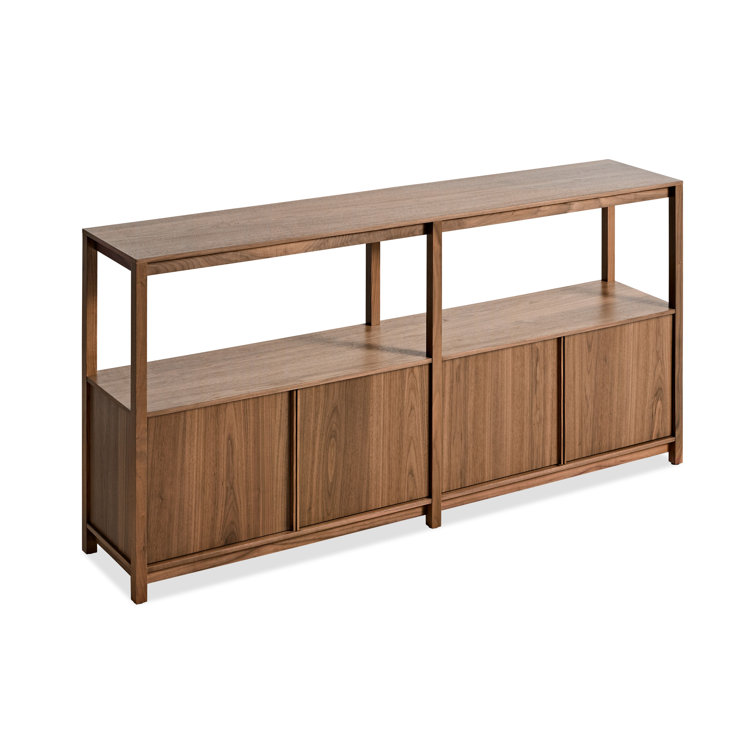 Open Plan Long and Low Bookcase, Walnut