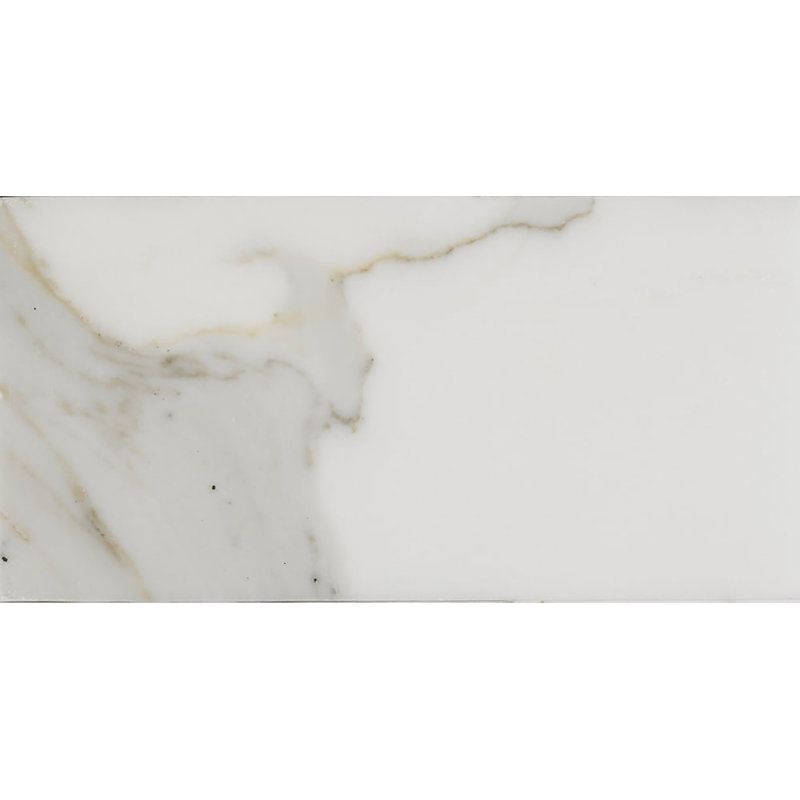 Calacatta 12" x 24" Marble Subway Wall & Floor Tile, White/Gray/Calacatta Honed