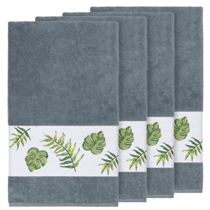 Ensemble de serviettes de bain en coton turc 4 pièces Zoe, Bleu sarcelle