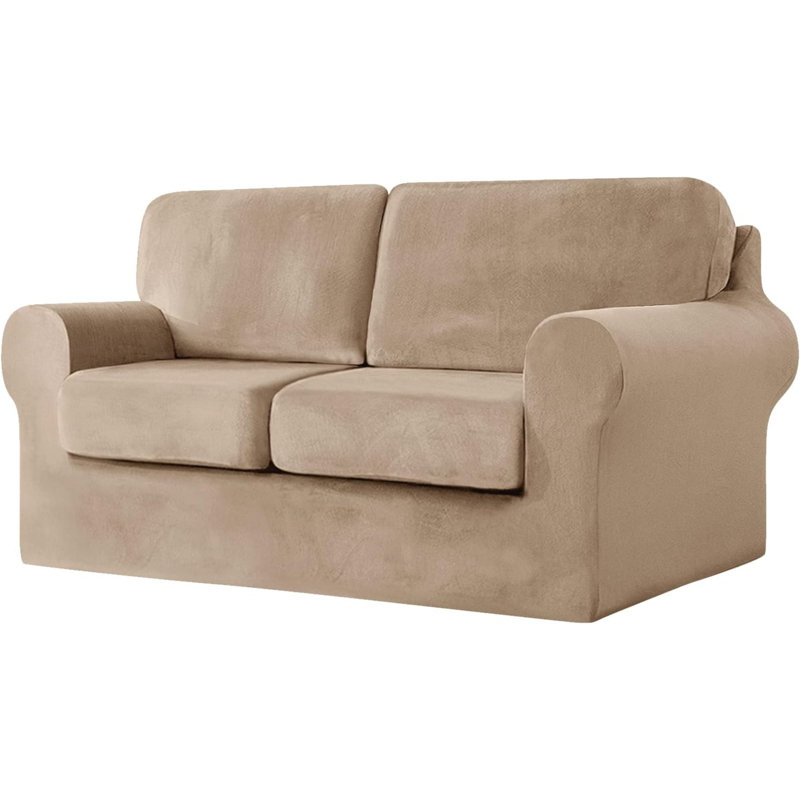 Sofa Cover With Separate Seat Cushions And Backrests Stretch Velvet Sofa Slipcover Couch Covers Furniture Protector Split Combined (Large 3-Seat Set 5 PCS)