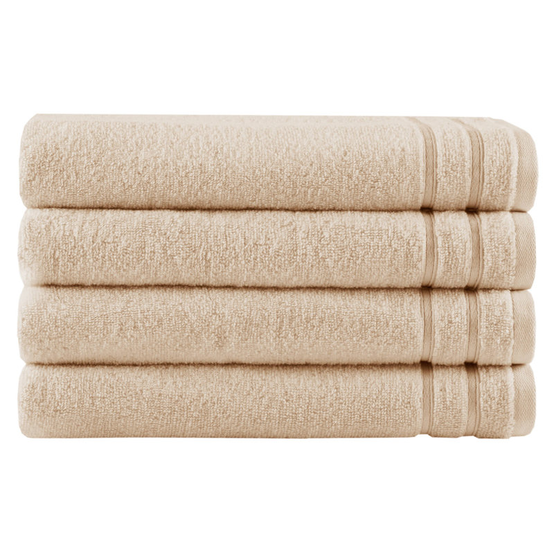 400 GSM Essential Bundle Beige 100% Cotton Quick Dry Super Soft 4-Piece Towel Set, Beige, Bath Sheets - 4 Pack