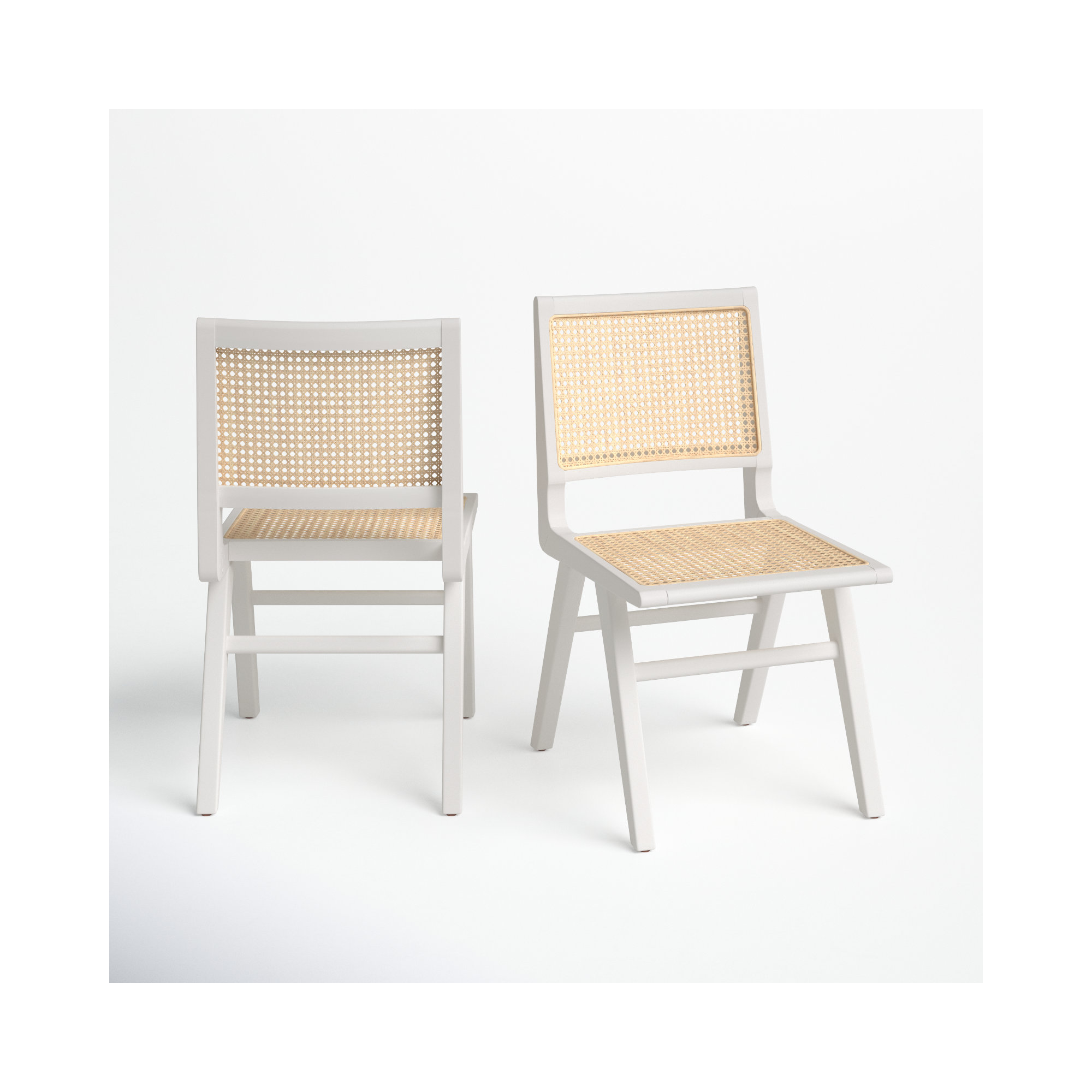 Atticus Cane Dining Chair, White/Natural