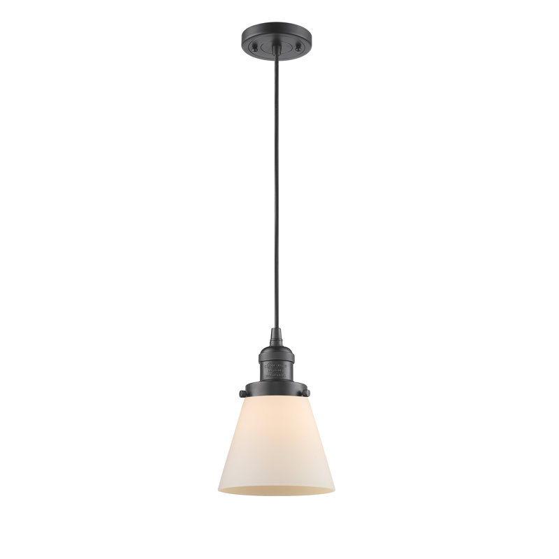 Hanlon 1 - Light Single Pendant, Matte White Cased, Oil Rubbed Bronze, 6 Watt Vinage LED Bulb