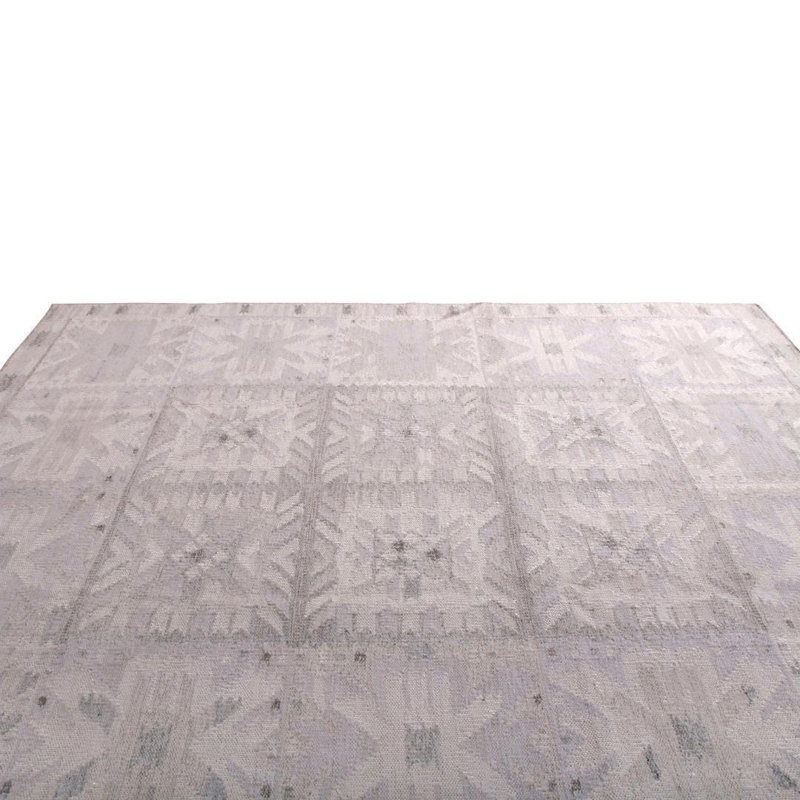 Rug & Kilim’S Scandinavian Geometric Gray Wool Rug, Rectangle 10' x 14'