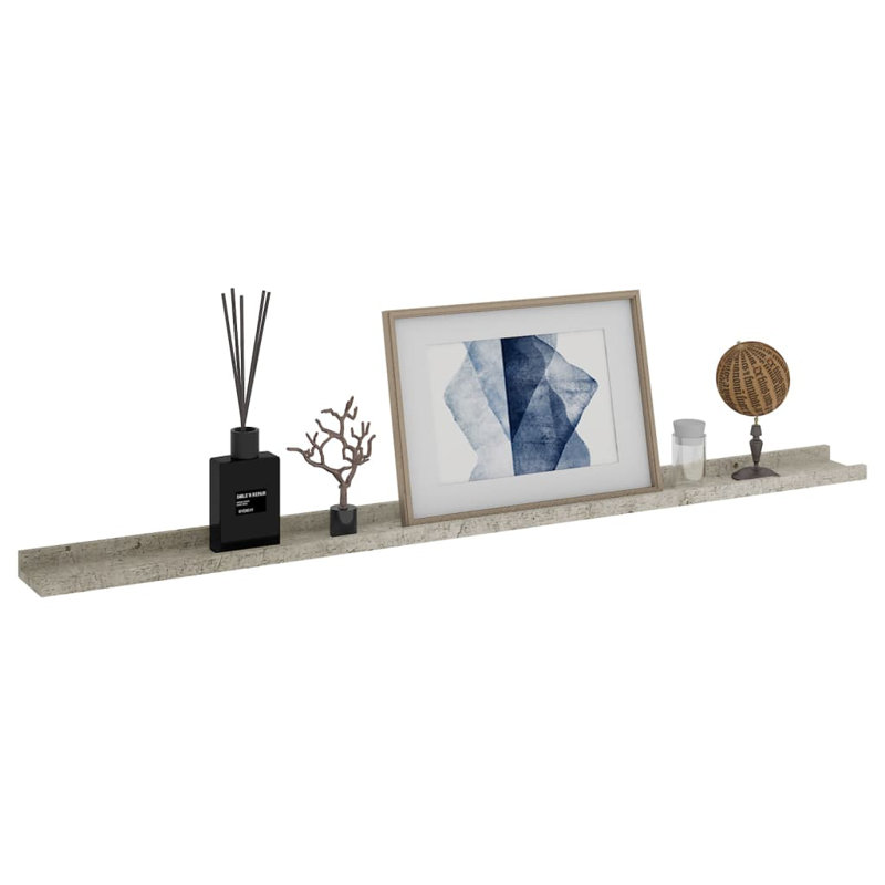 Gracelinn 4 Piece Floating Shelf, Concrete Grey, 3cm H x 100cm W x 9cm D