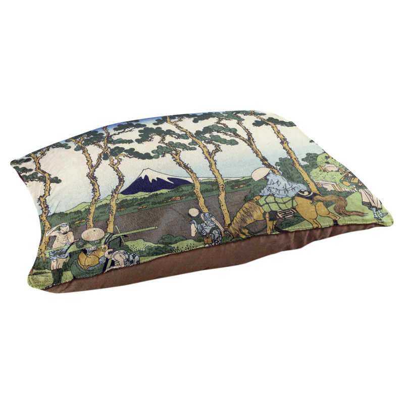 Coussin Burkart Hodogaya sur le tokyo, Moyen (l 42,5 po x P 32,5 po x H 4 po), Vert / beige / bleu