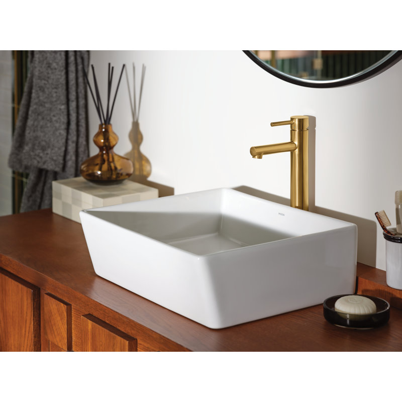 White Vitreous China Vessel Sink For Bathroom, 18 X 15.75 X 6 Inch Rectangle Sink With Porcelain Ceramic Bowl