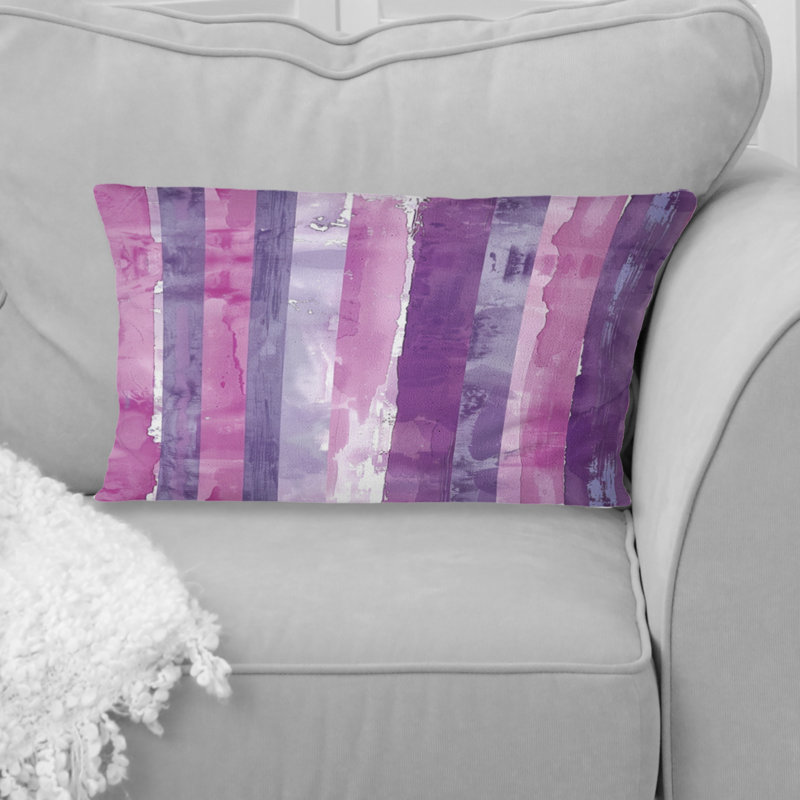 Coussin lombaire mauve blanc à fines rayures II