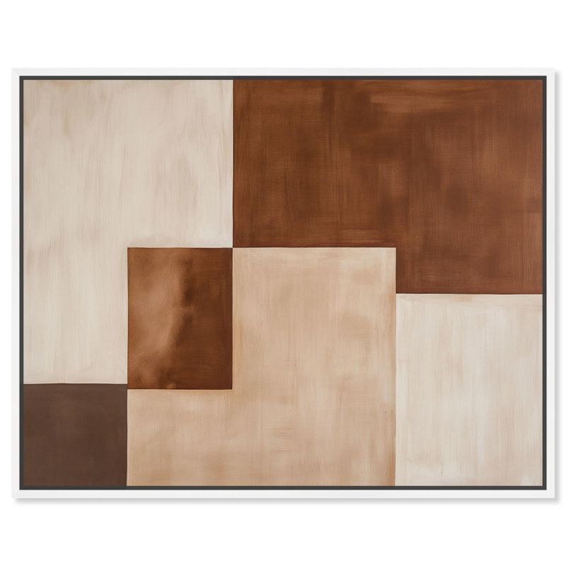 «Brown Panels III Canvas Modern Boho Abstract» par, H 17 po x l 21 po, Cadre blanc