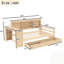Lit de jour simple d'angle avec rangement, bureau, port de charge et bibliothèque au fini naturel pour une vie moderne-130042718