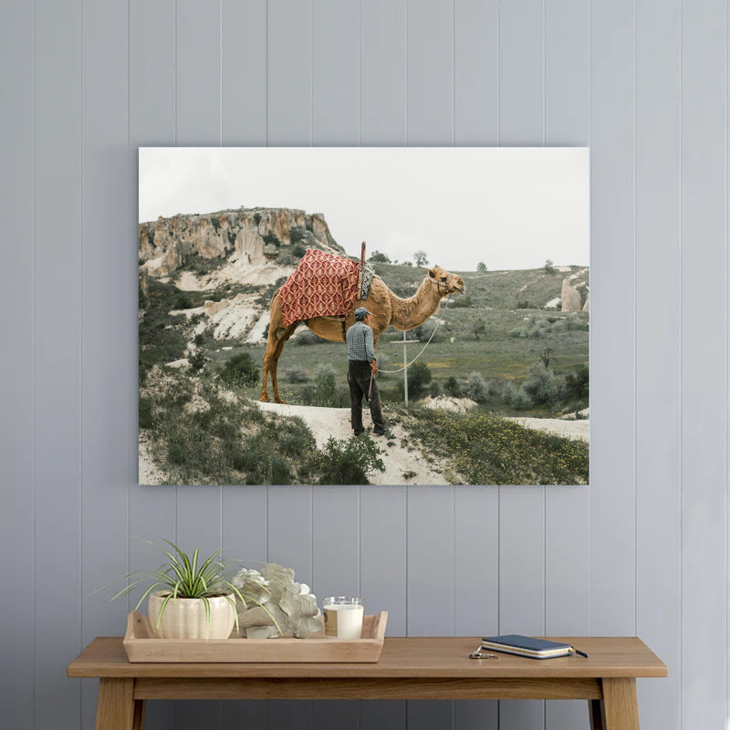 Elderly Man with a Camel in Cappadocia, 8" H x 12" W