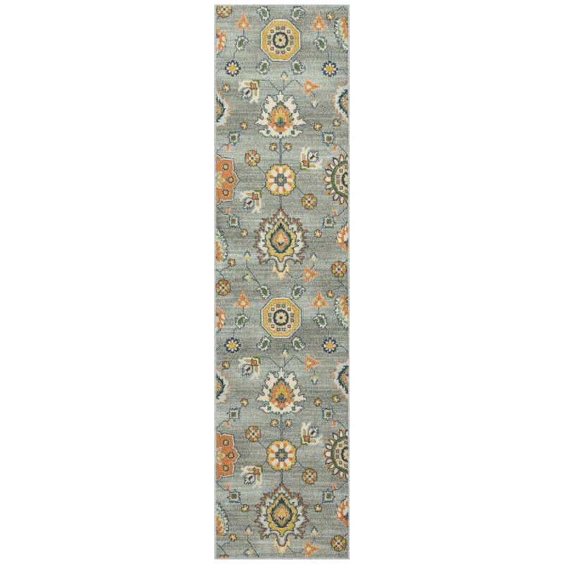 Damask Indoor Rug, Runner 2' x 8'