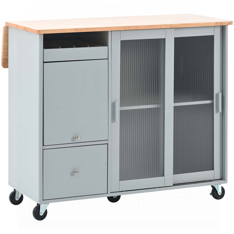 Îlot de cuisine polyvalent avec plusieurs options de rangement et caractéristiques de mobilité