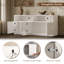 Meuble télé blanc 47,2 po pour téléviseur de 50 po, console multimédia compacte en bois moderne avec armoires de rangement et gestion des câbles pour les petits espaces de la chambre à coucher du salon-131560470