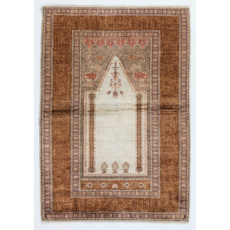 Tapis antique en art turc en soie Tapis de prière fait à la main