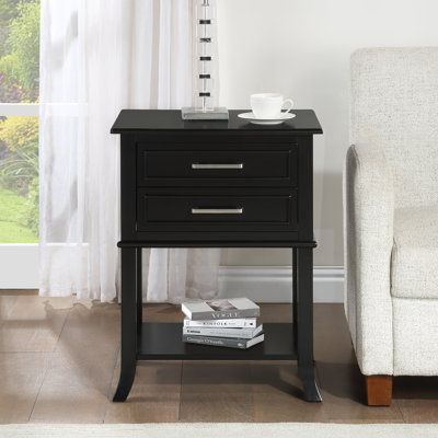 Johnessa 2 Drawer End Table with Shelf with Solid Wood Legs