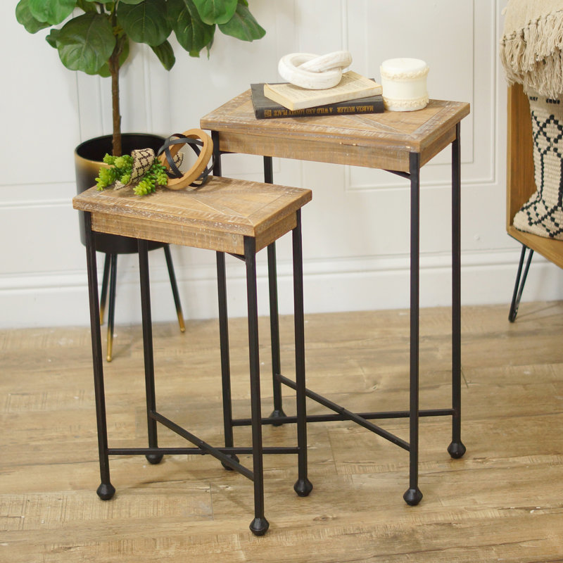 Ensemble de 2 tables d'appoint en métal brun 25 po