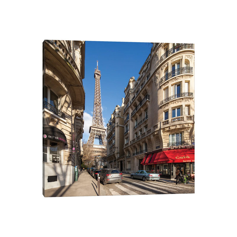 Rue De Buenos-Aires With View Of The Eiffel Tower, Paris, France by Jan Becke - Wrapped Canvas Gallery-Wrapped Canvas Giclée