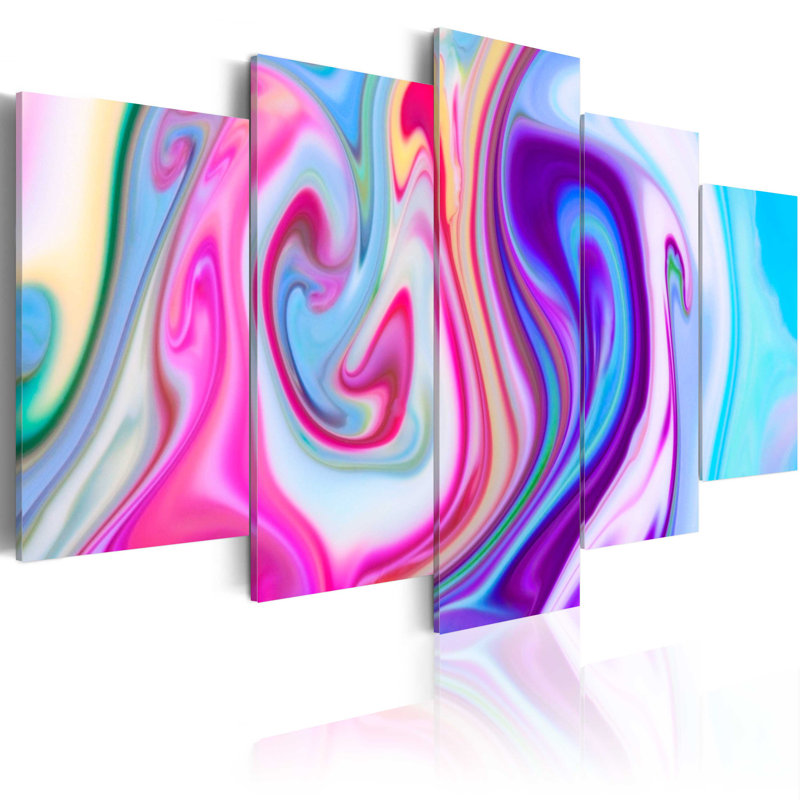 Pastel Ponds - 5 pièces, impression sur toile tendue, L 19,7 po x H 39,4 po