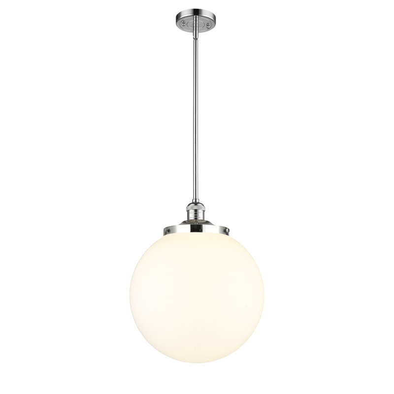 Luminaire suspendu simple à 1 lumière Beacon, Chrome poli, Blanc mat