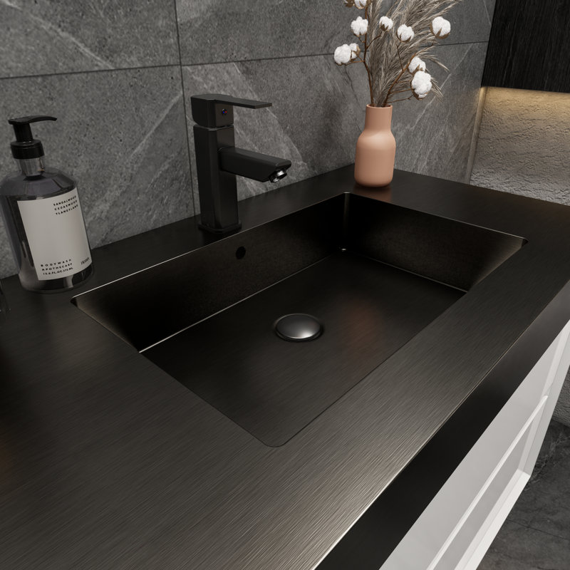 Ensemble de meuble-lavabo simple mural 36 po Golitz, Blanc lustré