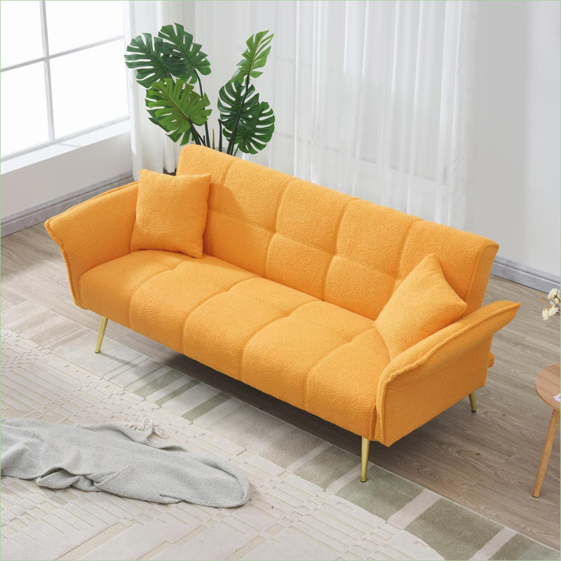 Sofas Couches | 70-Inch Modern Teddy Fleece Convertible Futon Sofa Bed, For Living Room Bedroom Small Apartments | Sleeper | Foam