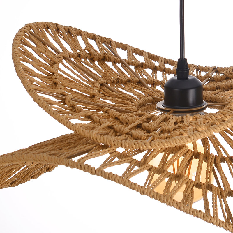 Handwoven Rope Pendant Light for Living Rooms, Dining ,Bedrooms & Cafés, 8.66" H x 19.69" W x 19.69" D