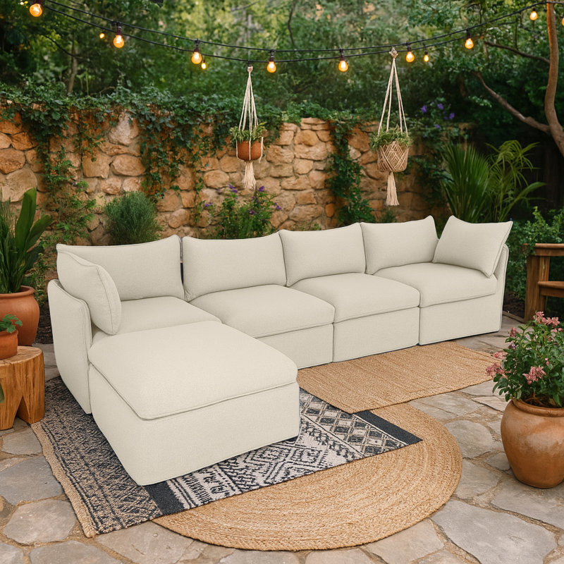 Living Source International 5 Piece Sofa With Milk Cushion