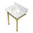Kingston Brass Monarch 30-Inch Carrara Marble Console Sink with Stainless Steel Legs (8-Inch, 3-Hole)-51154825