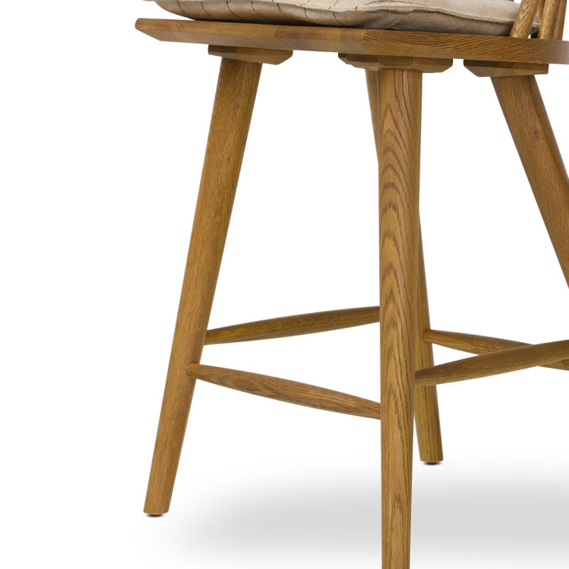 Lewis Windsor Stool With Cushion-Black Oak-Counter, Counter Stool (25.02” Seat Height), Sandy Oak