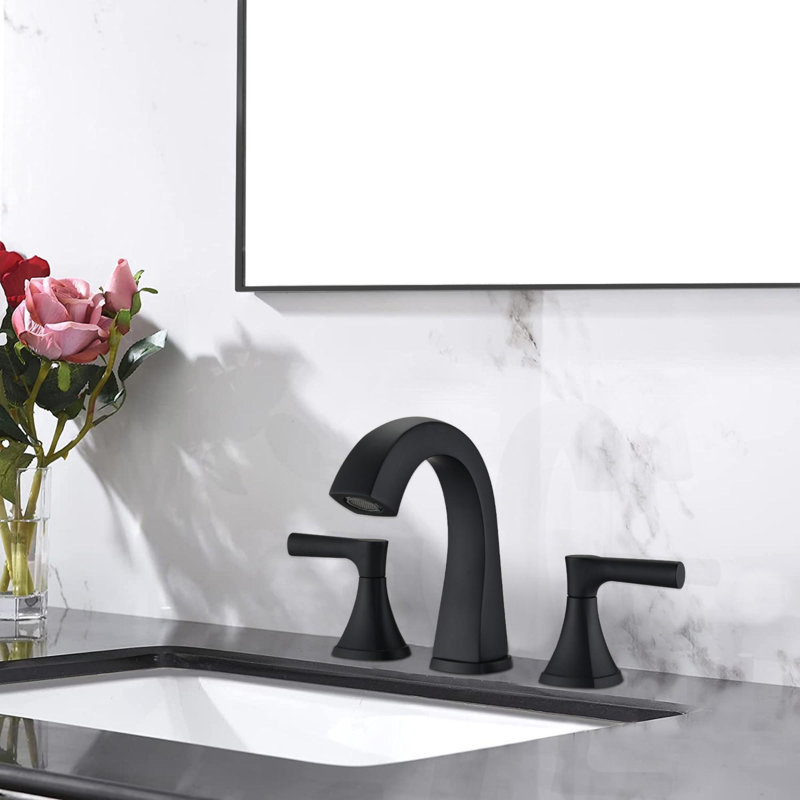 Robinet de lavabo de salle de bain à 2 poignées en acier inoxydable, Noir mat